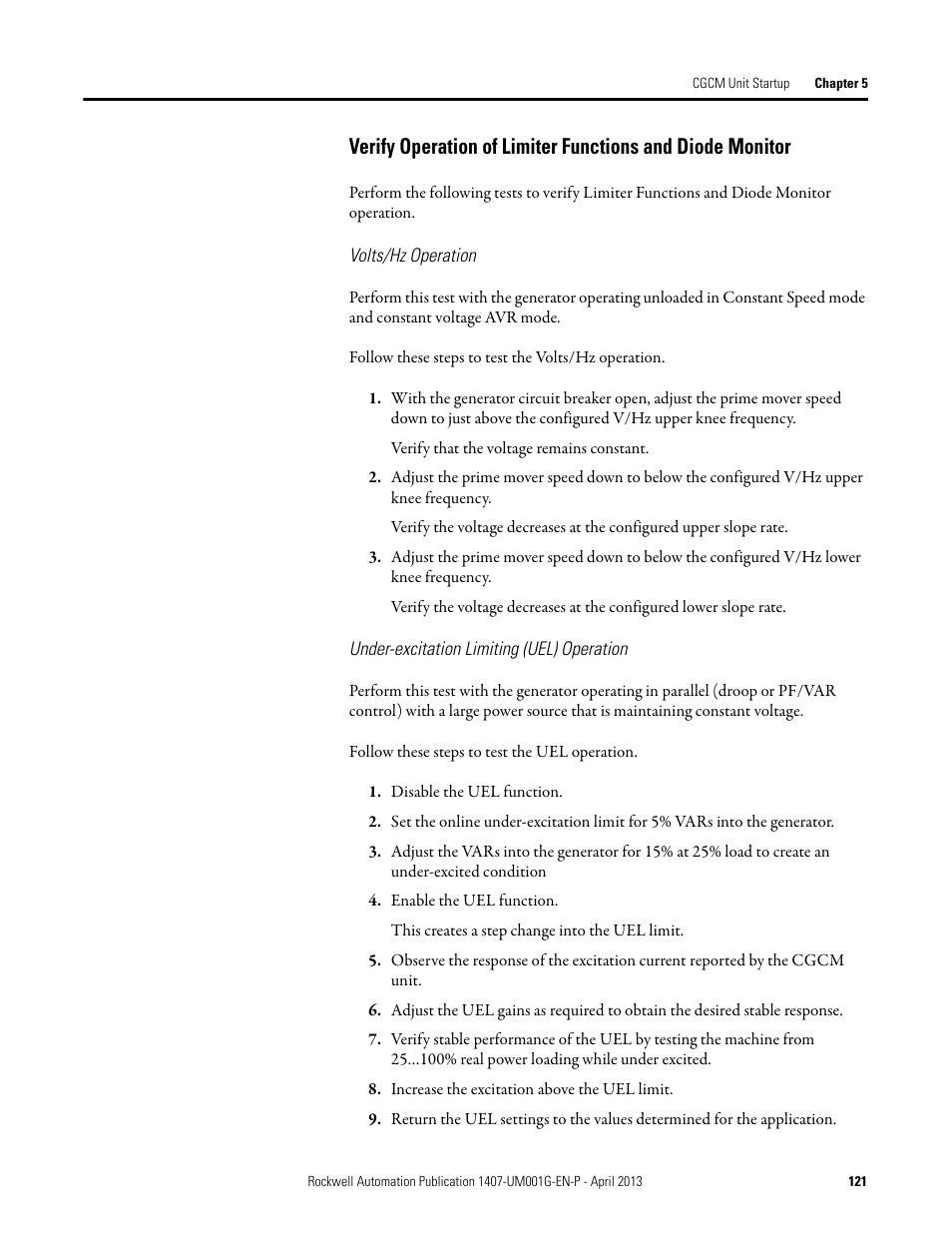 Rockwell Automation 1407-CGCM Combination Generator Control Module User Manual | Page 121 / 246