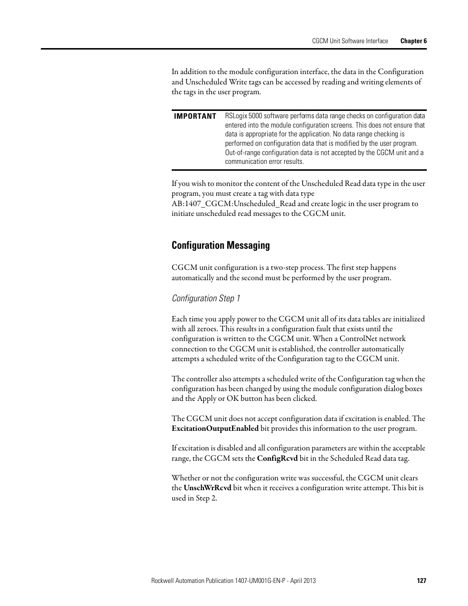 Configuration messaging | Rockwell Automation 1407-CGCM Combination Generator Control Module User Manual | Page 127 / 246