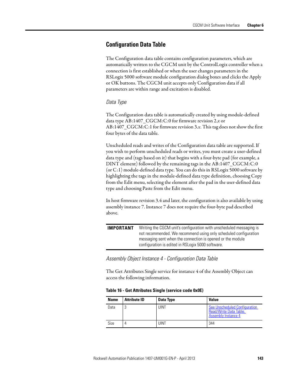 Configuration data table | Rockwell Automation 1407-CGCM Combination Generator Control Module User Manual | Page 143 / 246