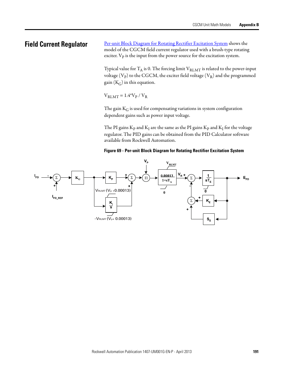 Field current regulator | Rockwell Automation 1407-CGCM Combination Generator Control Module User Manual | Page 191 / 246