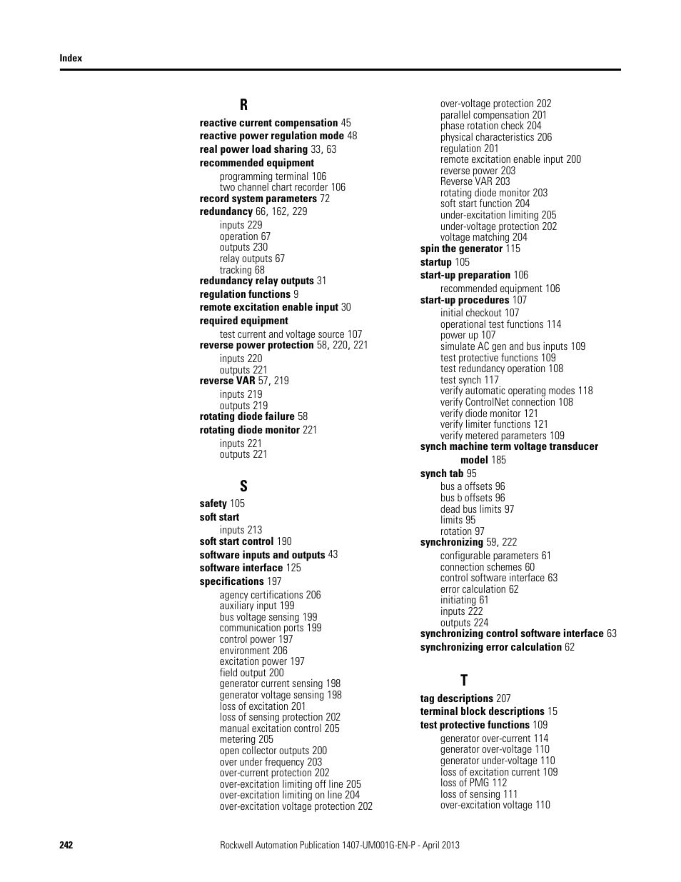 Rockwell Automation 1407-CGCM Combination Generator Control Module User Manual | Page 242 / 246