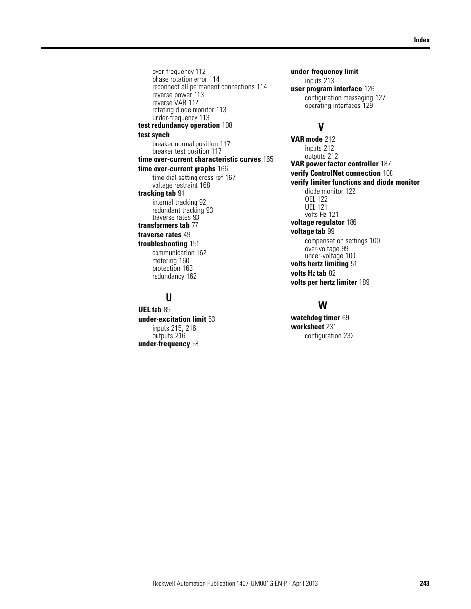 Rockwell Automation 1407-CGCM Combination Generator Control Module User Manual | Page 243 / 246