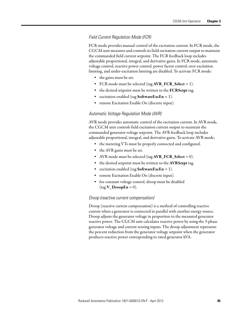 Rockwell Automation 1407-CGCM Combination Generator Control Module User Manual | Page 45 / 246