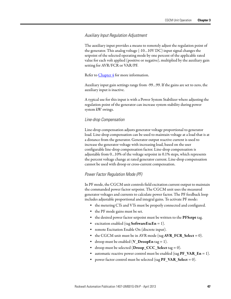 Rockwell Automation 1407-CGCM Combination Generator Control Module User Manual | Page 47 / 246