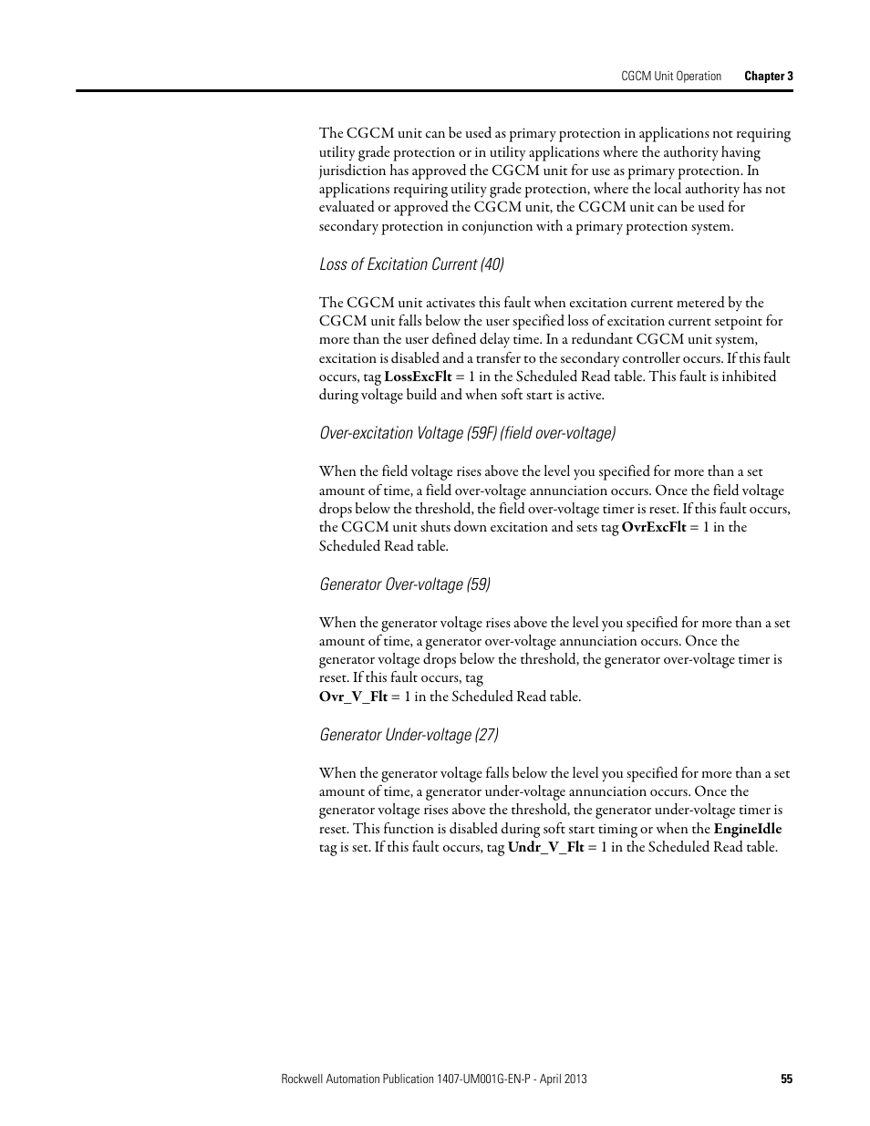 Rockwell Automation 1407-CGCM Combination Generator Control Module User Manual | Page 55 / 246