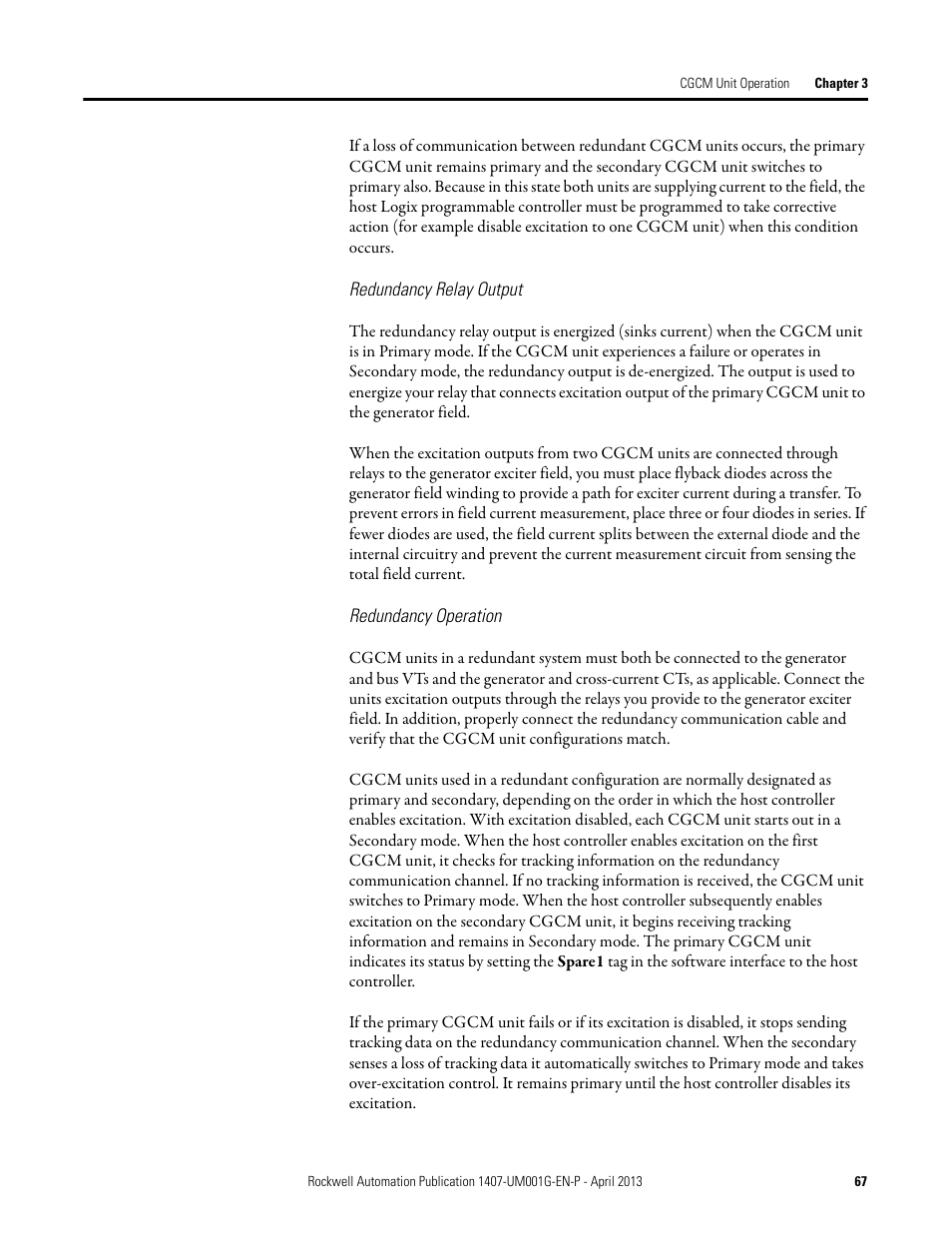 Rockwell Automation 1407-CGCM Combination Generator Control Module User Manual | Page 67 / 246