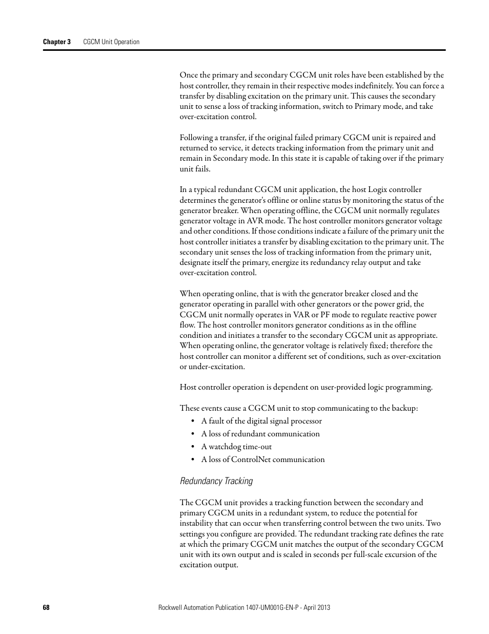 Rockwell Automation 1407-CGCM Combination Generator Control Module User Manual | Page 68 / 246