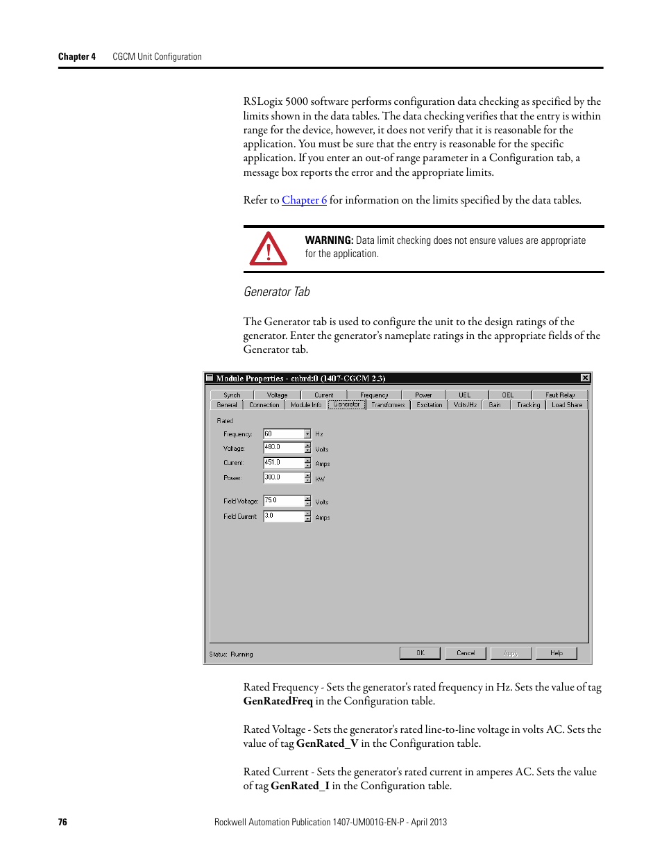 Rockwell Automation 1407-CGCM Combination Generator Control Module User Manual | Page 76 / 246