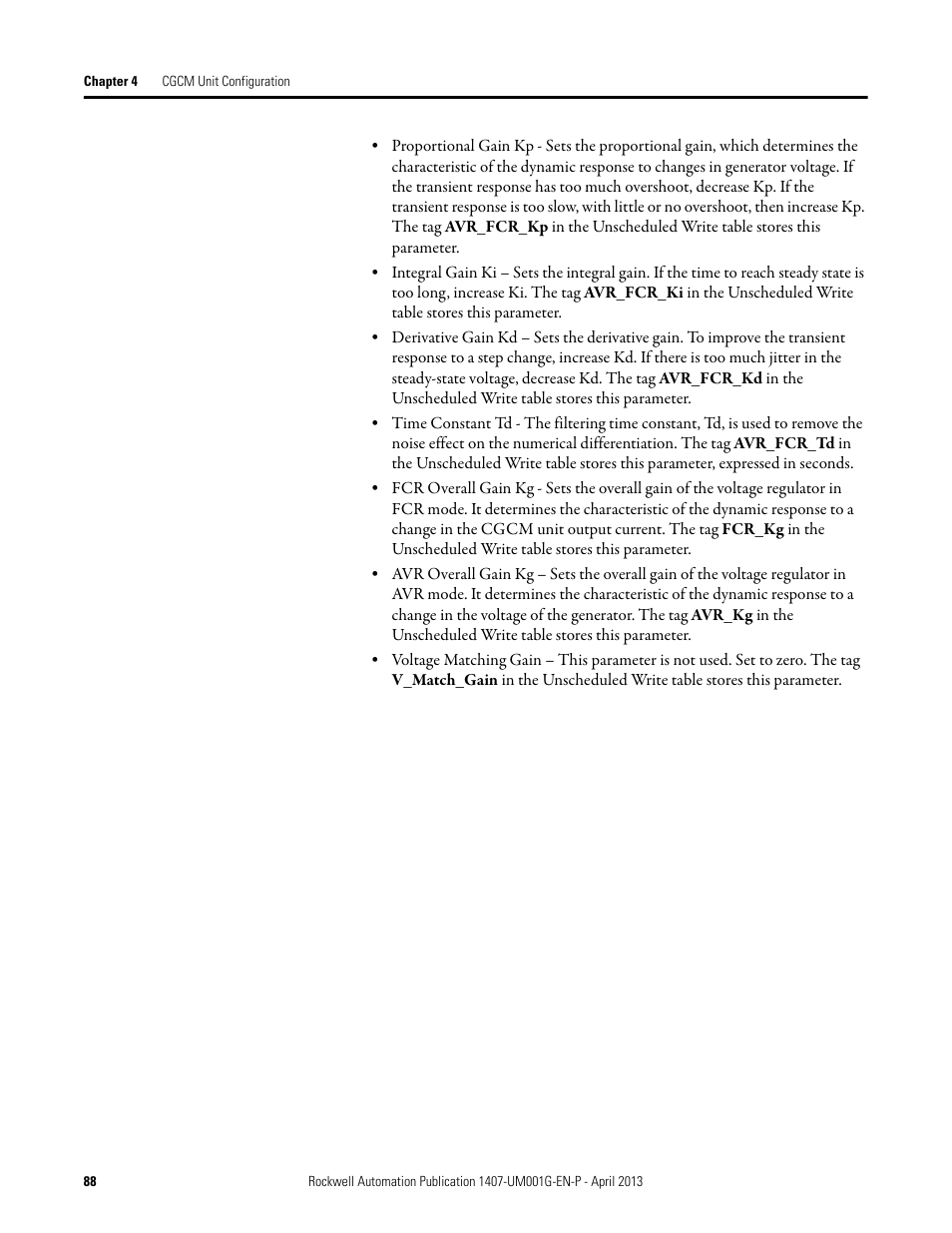 Rockwell Automation 1407-CGCM Combination Generator Control Module User Manual | Page 88 / 246