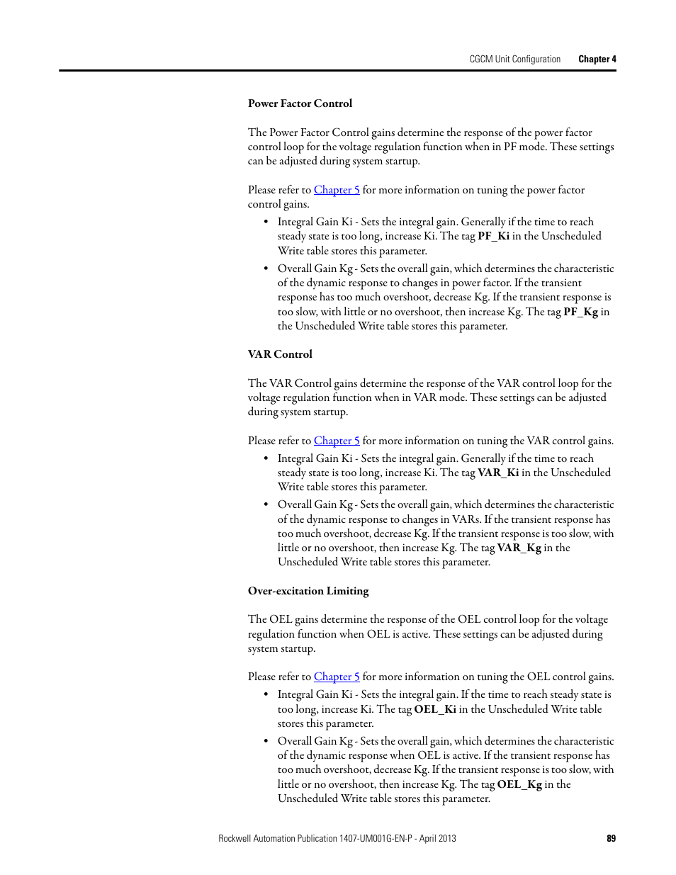 Rockwell Automation 1407-CGCM Combination Generator Control Module User Manual | Page 89 / 246