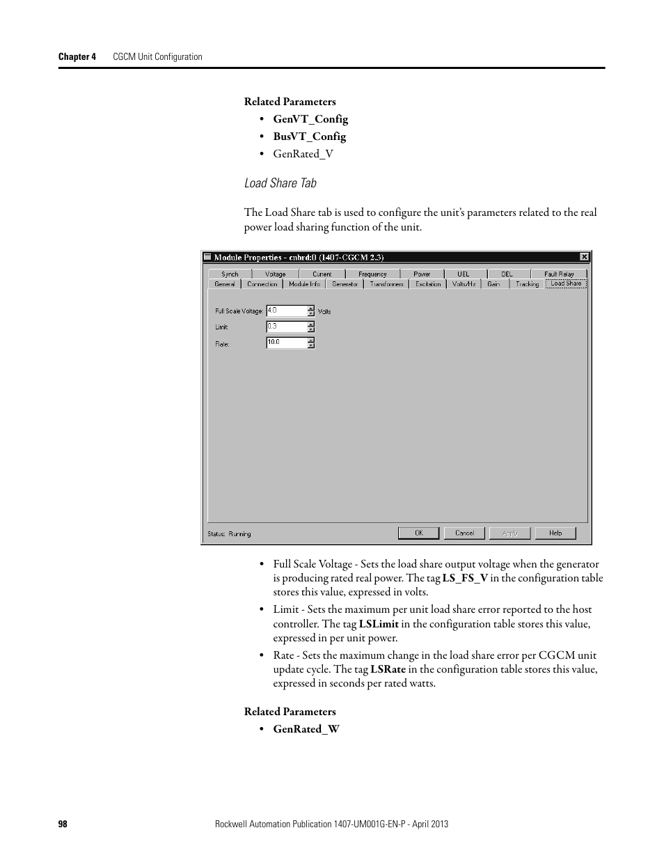 Rockwell Automation 1407-CGCM Combination Generator Control Module User Manual | Page 98 / 246