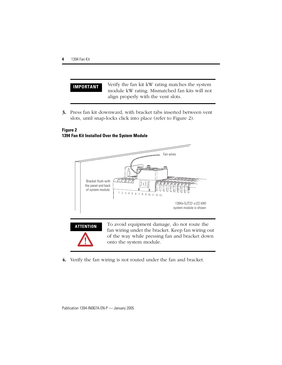 Rockwell Automation 1394-FK10TS_FK22TS Fan Kit Installation Instructions User Manual | Page 4 / 8
