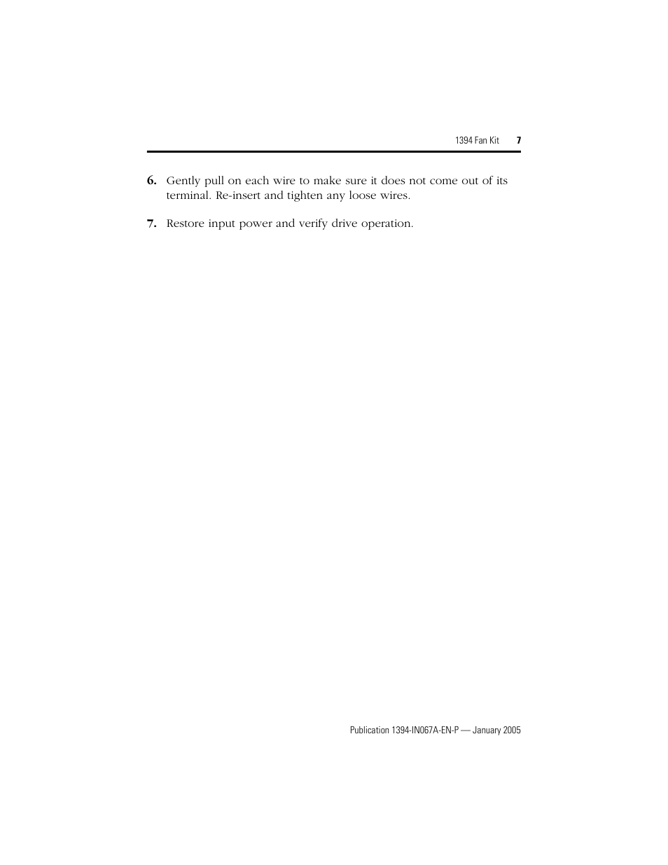 Rockwell Automation 1394-FK10TS_FK22TS Fan Kit Installation Instructions User Manual | Page 7 / 8