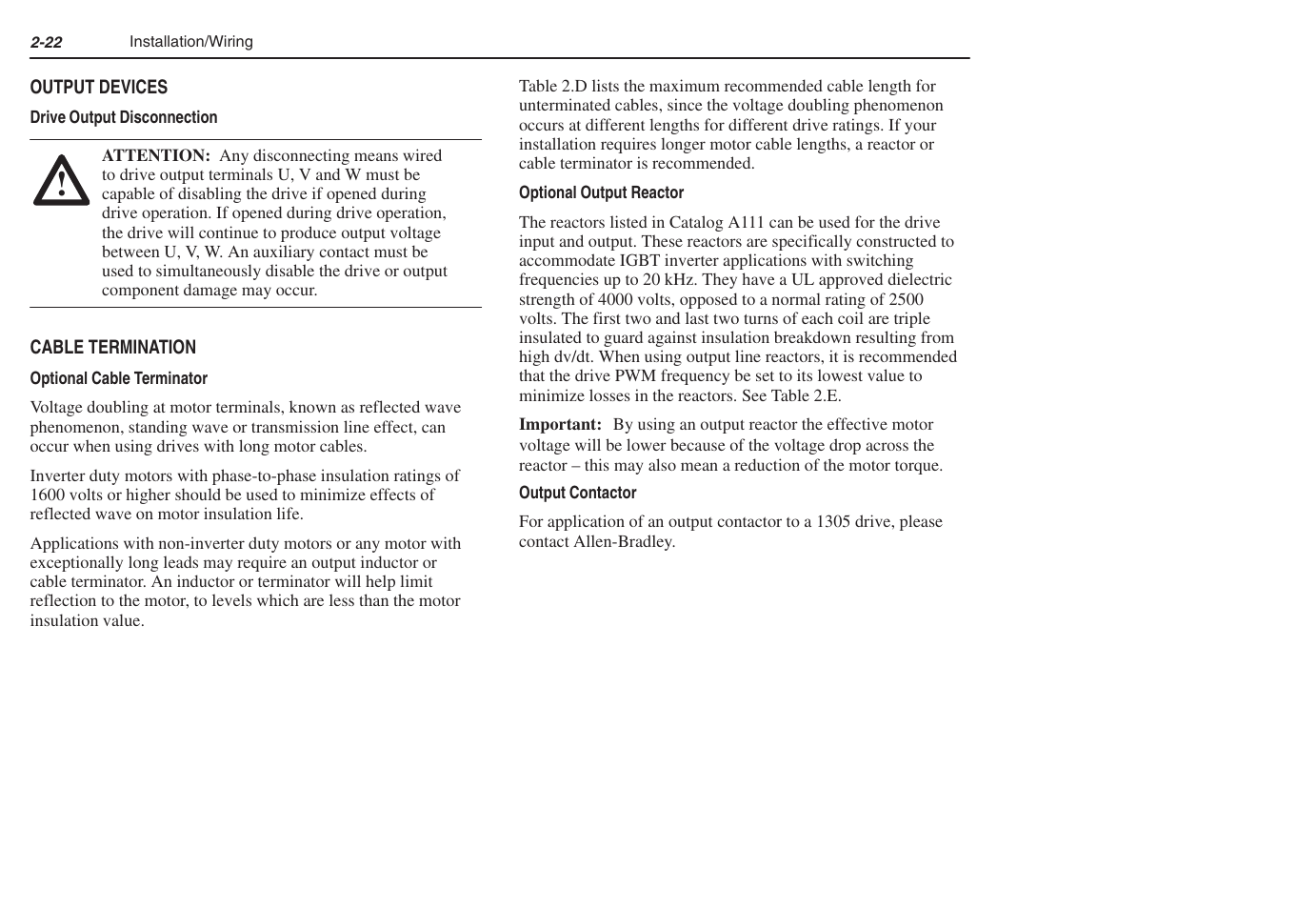 Rockwell Automation 1305 AC Drive, Series C, Firmware 6.xx and Up User Manual | Page 36 / 170