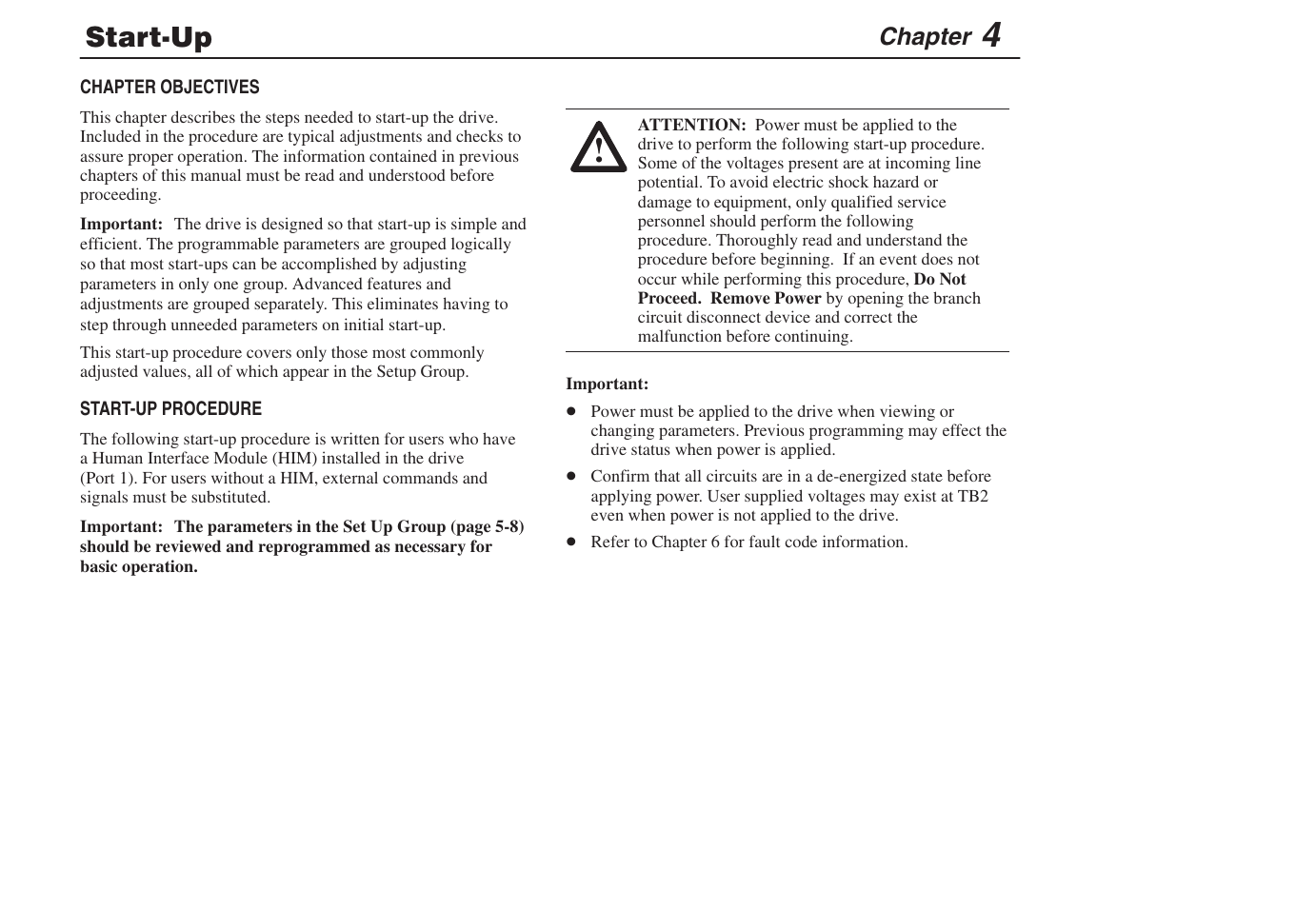 4 - start-up, Startćup | Rockwell Automation 1305 AC Drive, Series C, Firmware 6.xx and Up User Manual | Page 59 / 170