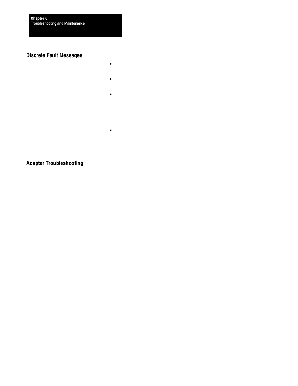 Discrete fault messages, Adapter troubleshooting | Rockwell Automation 1395 Discrete Adapter, Rev 3.XX-8.XX User Manual | Page 33 / 53