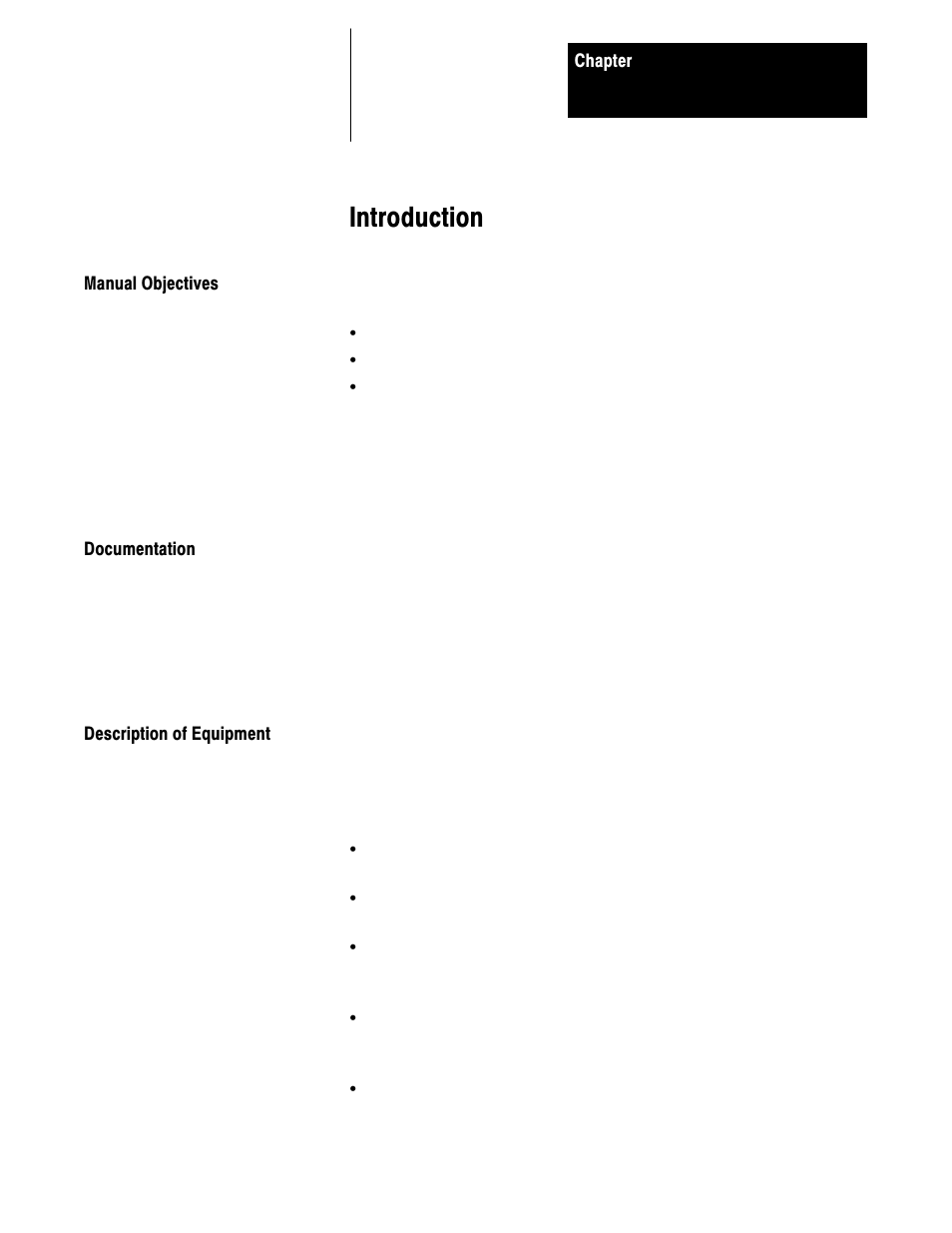 1 - introduction, Manual objectives, Documentation | Description of equipment, Introduction | Rockwell Automation 1395 Discrete Adapter, Rev 3.XX-8.XX User Manual | Page 5 / 53