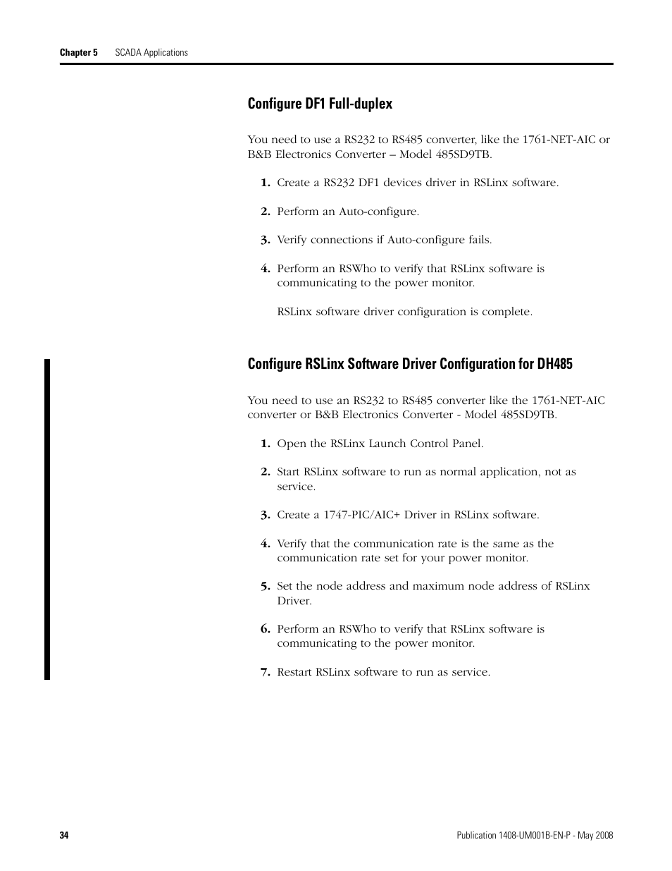 Configure df1 full-duplex | Rockwell Automation 1408-EMxx PowerMonitor 1000 Unit User Manual | Page 34 / 100