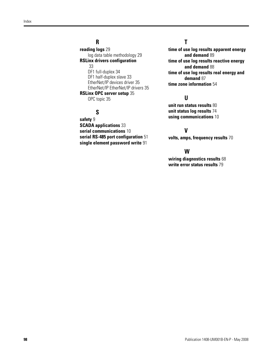 Rockwell Automation 1408-EMxx PowerMonitor 1000 Unit User Manual | Page 98 / 100