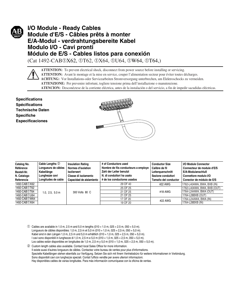 Rockwell Automation 1492-CAB_xxx I/O Module - Ready Cables User Manual | 2 pages