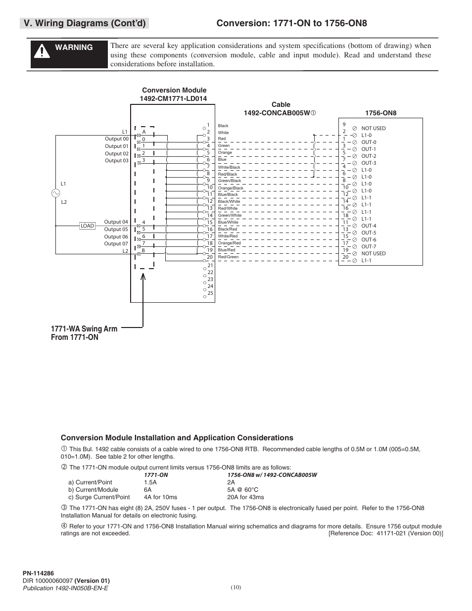 V. wiring diagrams (cont’d) | Rockwell Automation 1492-CM1771-LD0014F Field Wire Conversion Module User Manual | Page 10 / 12