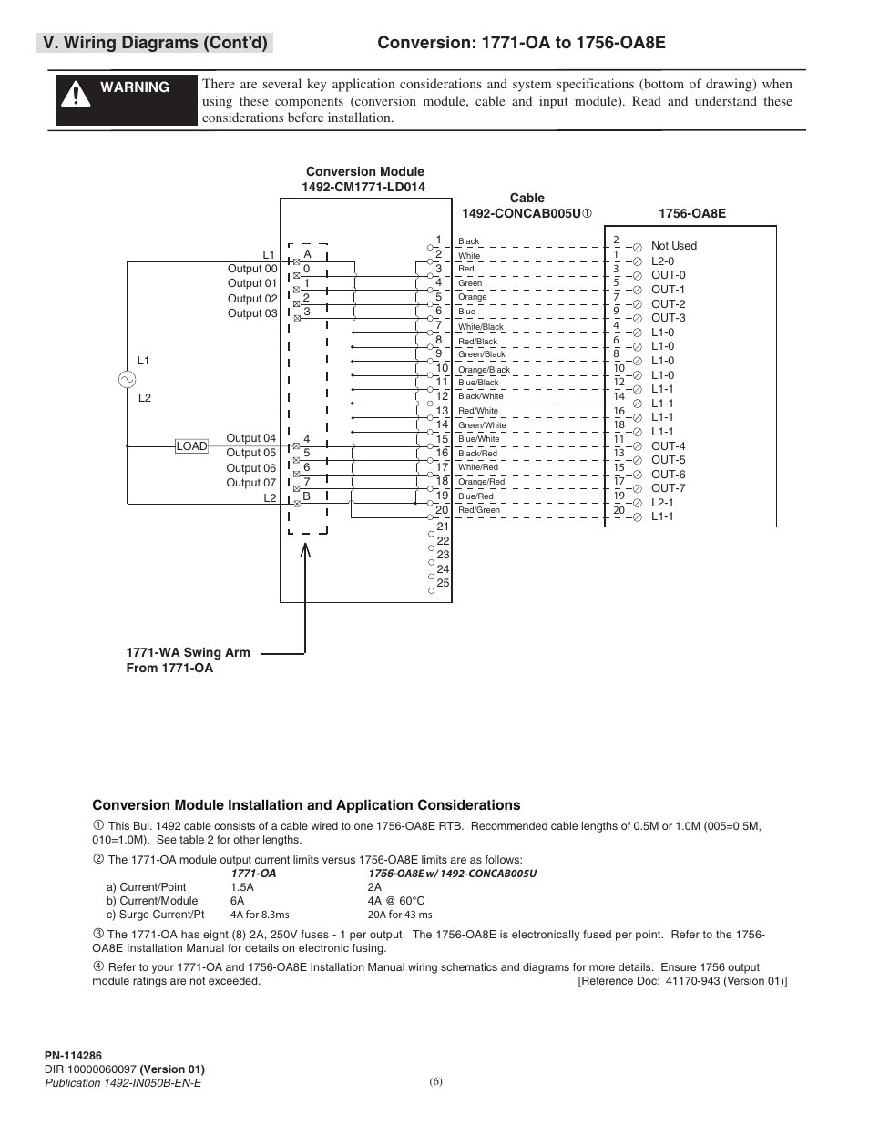 V. wiring diagrams (cont’d) | Rockwell Automation 1492-CM1771-LD0014F Field Wire Conversion Module User Manual | Page 6 / 12