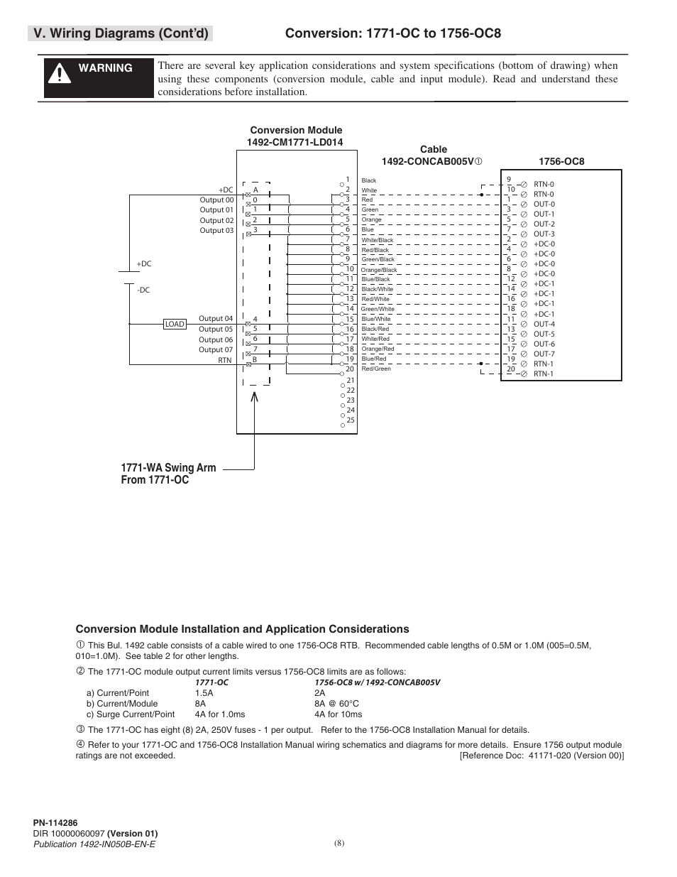 V. wiring diagrams (cont’d) | Rockwell Automation 1492-CM1771-LD0014F Field Wire Conversion Module User Manual | Page 8 / 12