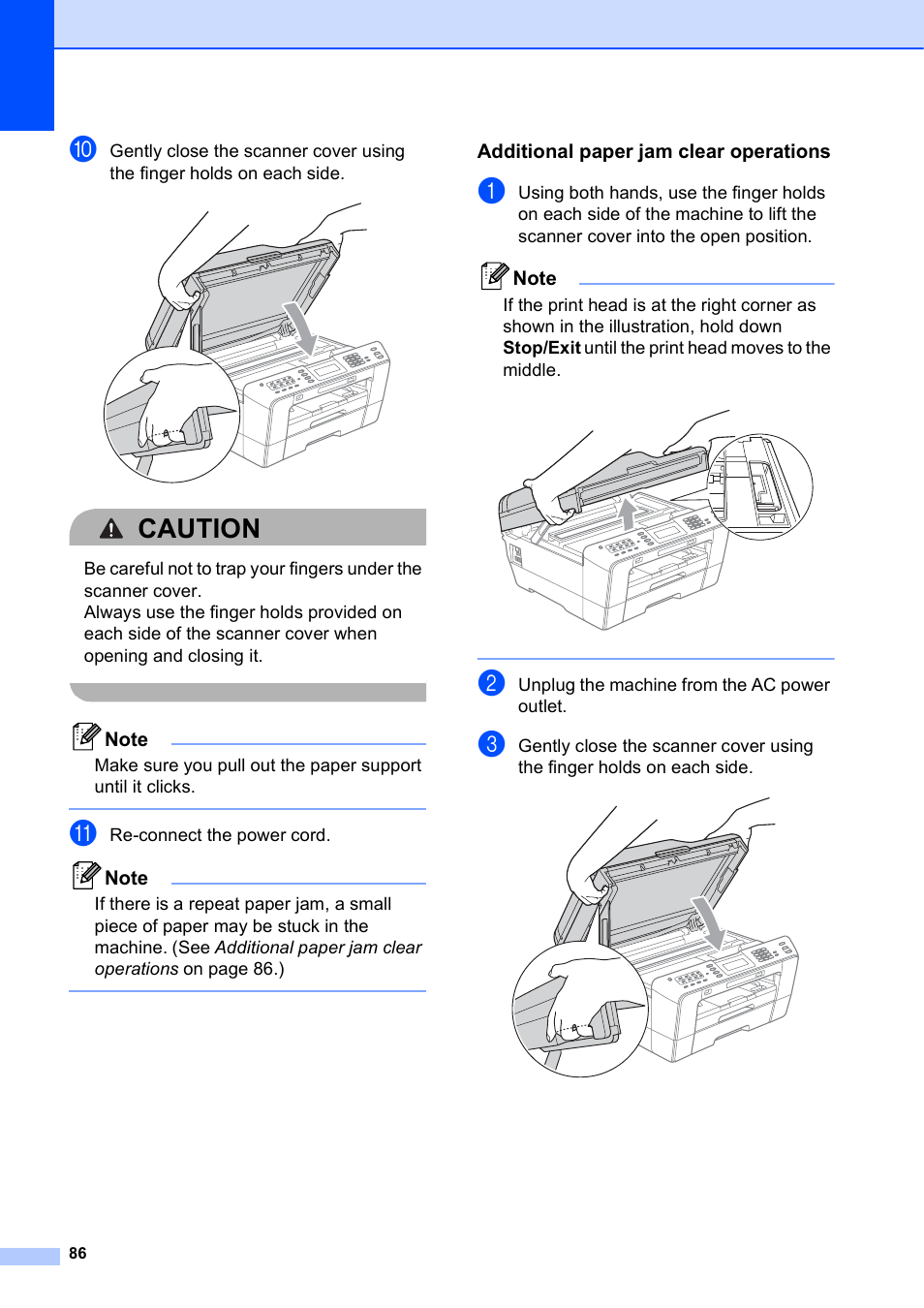 Additional paper jam clear operations, Caution | Brother MFC J6910DW User Manual | Page 100 / 163