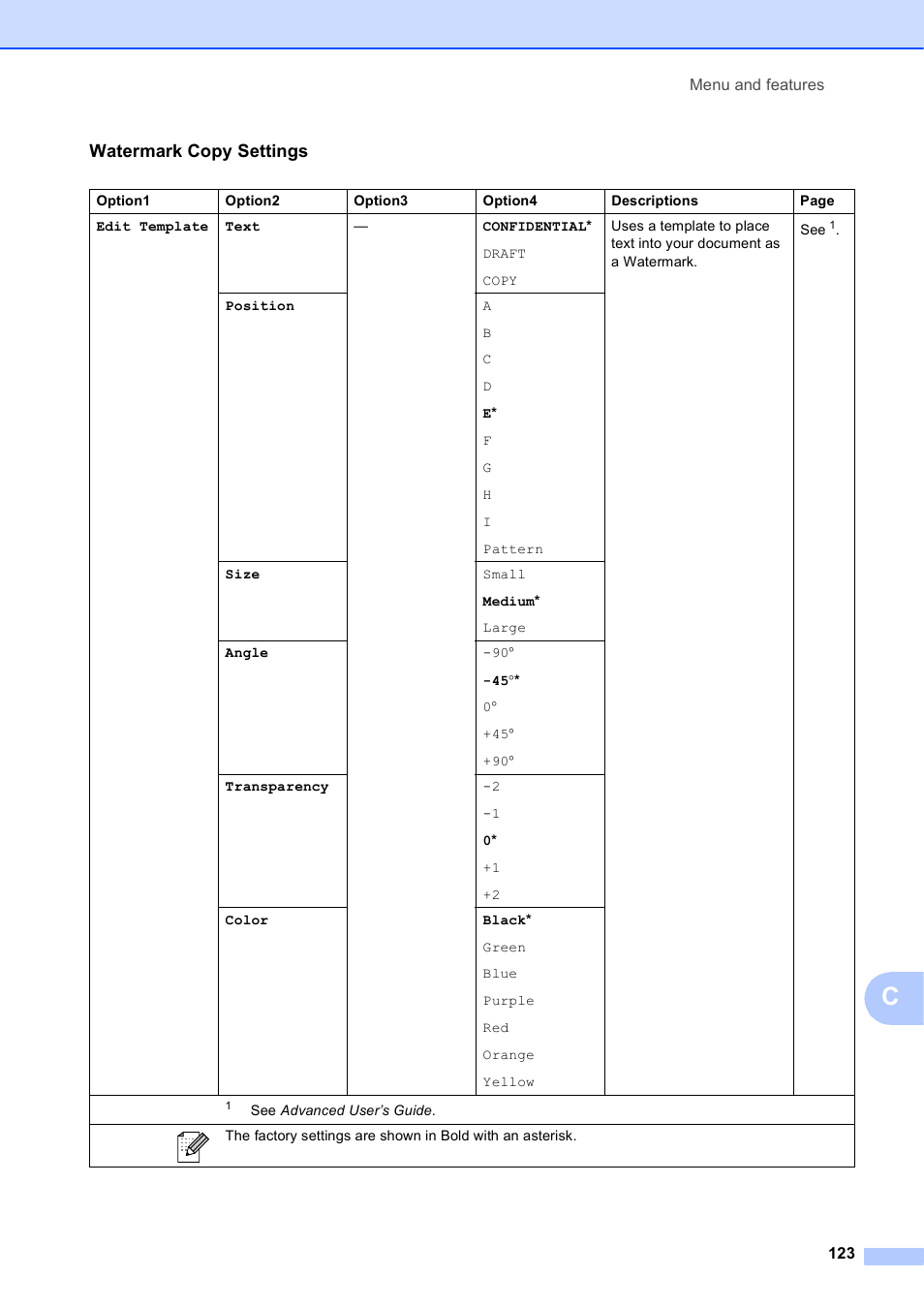 Watermark copy settings | Brother MFC J6910DW User Manual | Page 137 / 163
