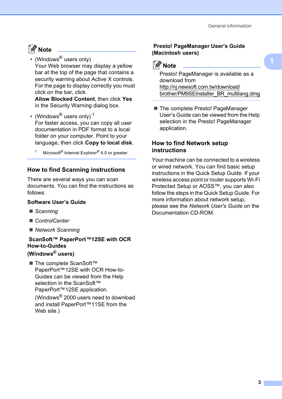 How to find scanning instructions, How to find network setup instructions | Brother MFC J6910DW User Manual | Page 17 / 163