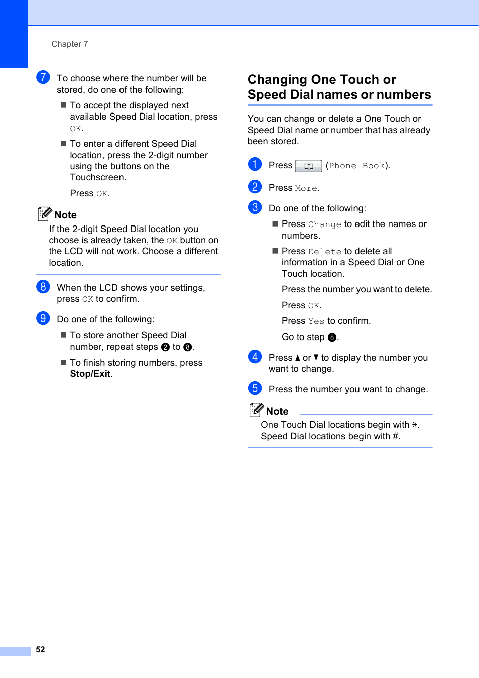 Changing one touch or speed dial names or numbers | Brother MFC J6910DW User Manual | Page 66 / 163