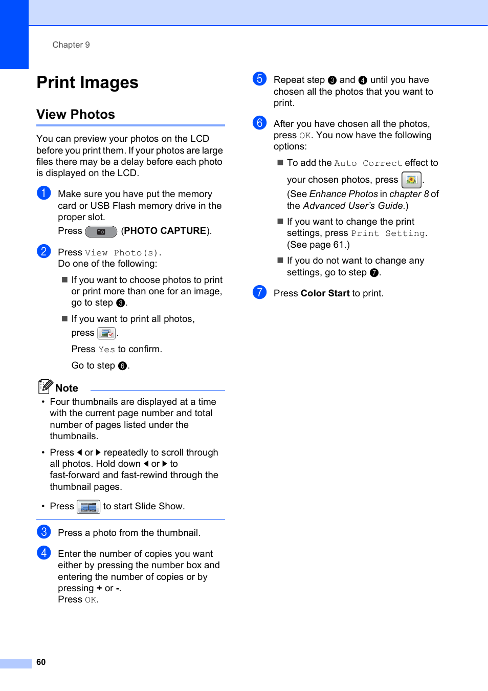 Print images, View photos | Brother MFC J6910DW User Manual | Page 74 / 163