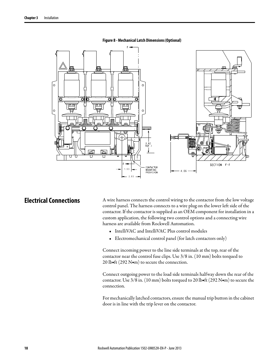 Electrical connections | Rockwell Automation 1502 Medium Voltage 400A Contactor - Series E User Manual | Page 18 / 60