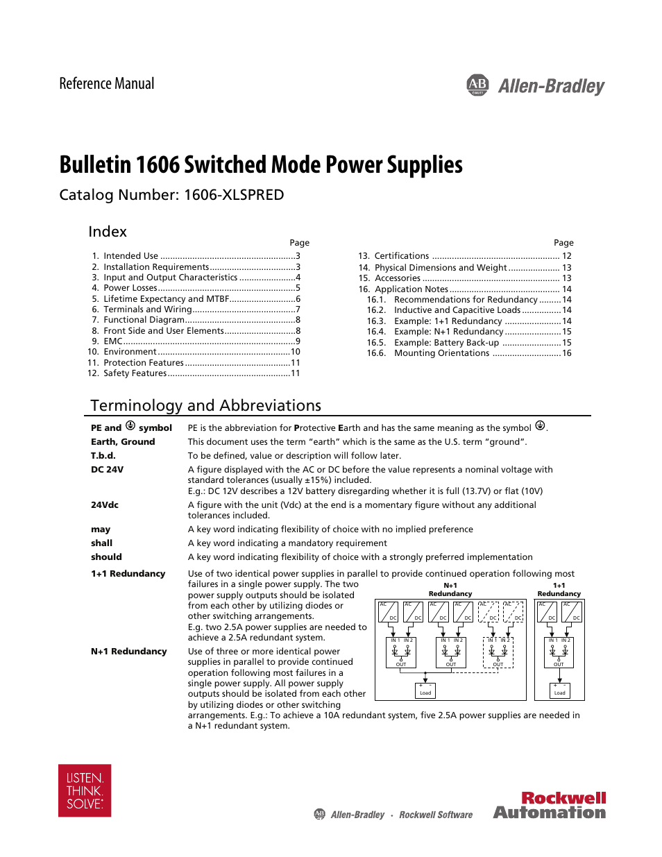Rockwell Automation 1606-XLSPRED Power Supply Reference Manual User Manual | 18 pages