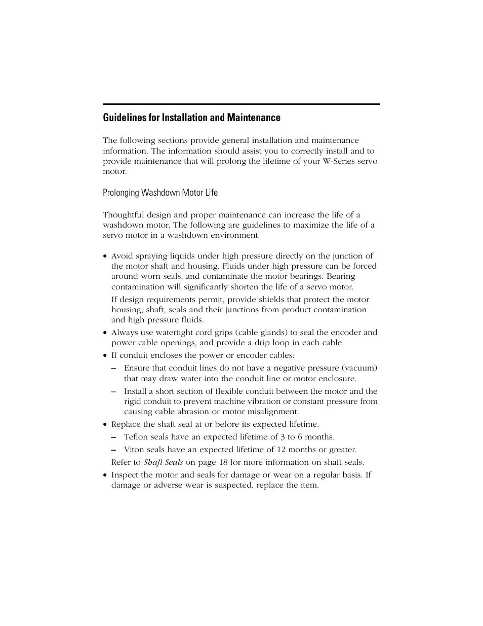Guidelines for installation and maintenance, Prolonging washdown motor life | Rockwell Automation W-Series Brushless Servo Motor  User Manual | Page 4 / 24
