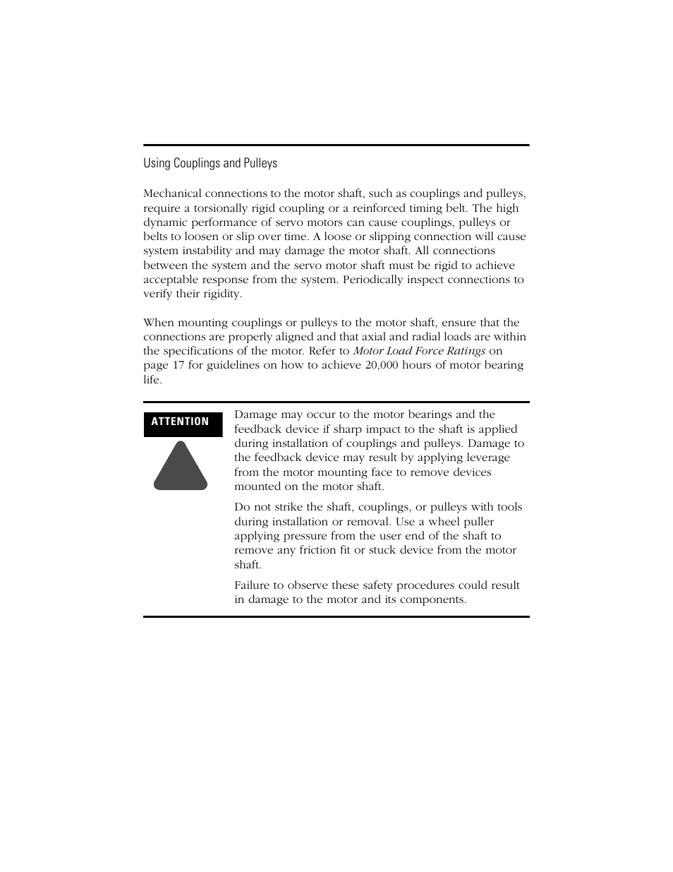 Using couplings and pulleys | Rockwell Automation W-Series Brushless Servo Motor  User Manual | Page 5 / 24