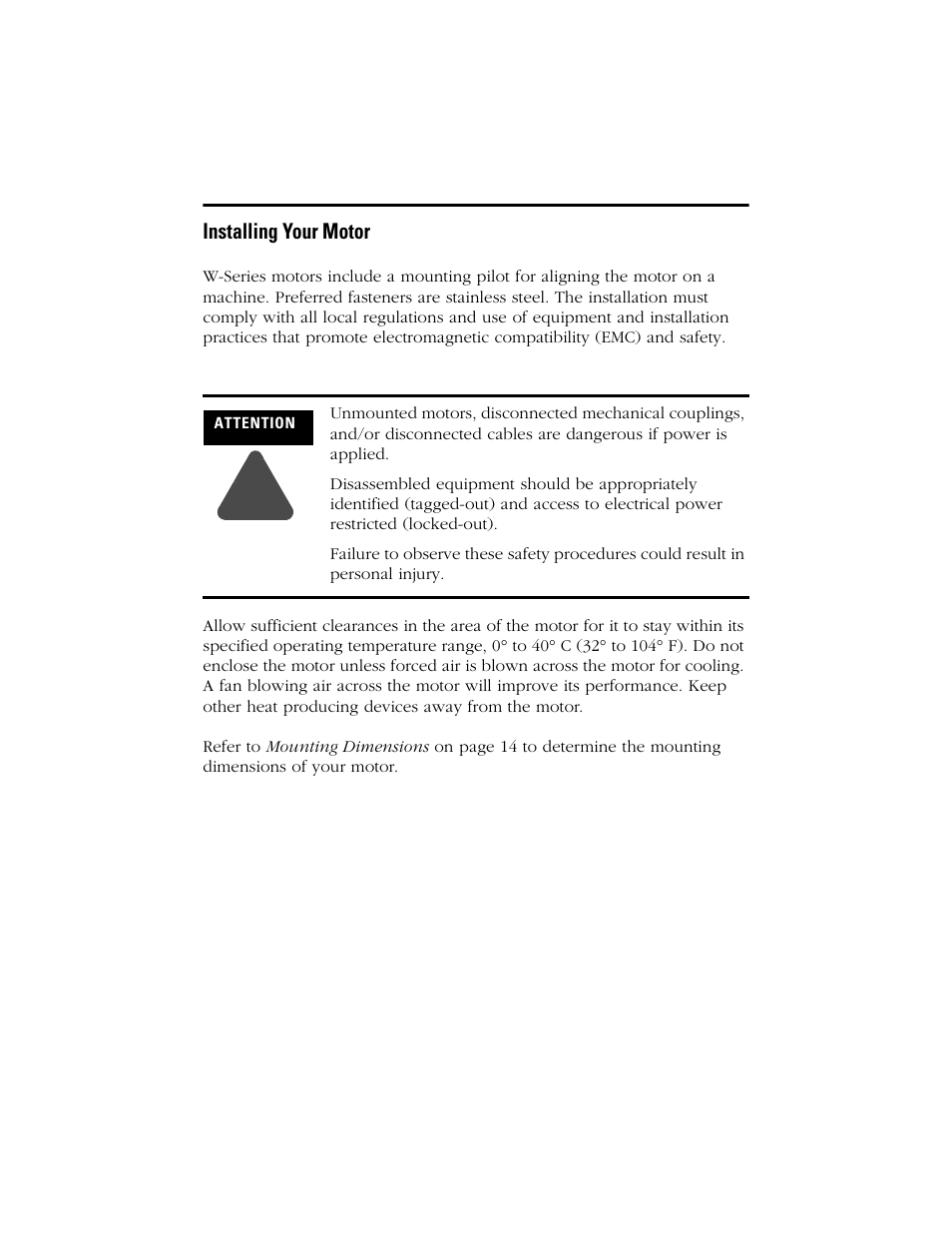 Installing your motor | Rockwell Automation W-Series Brushless Servo Motor  User Manual | Page 9 / 24
