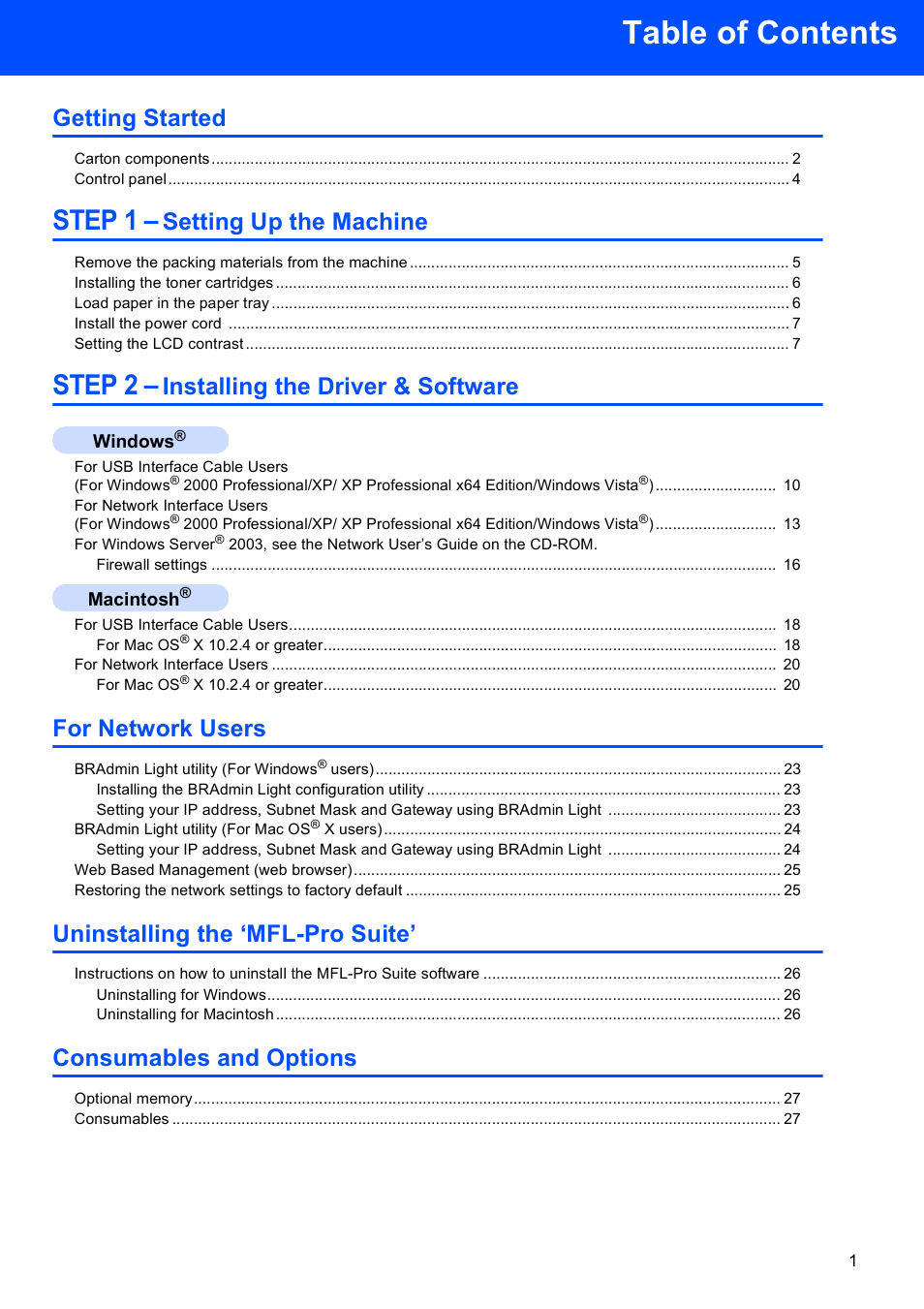 Brother DCP-9042CDN User Manual | Page 3 / 31