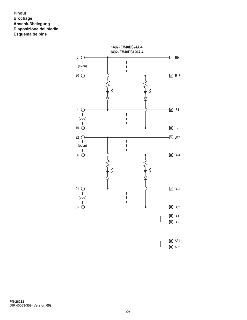 Rockwell Automation 1492-IFM40DS24A-4_IFM40DS120A-4 16 Point Isolated Interface Modules with LEDs and Extra Terminals User Manual | Page 3 / 4