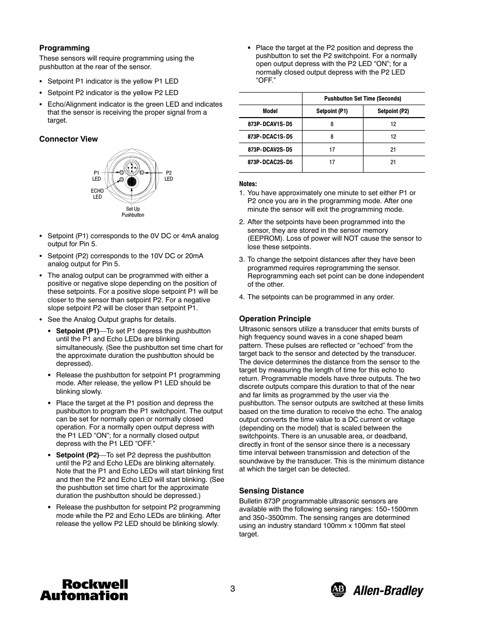 Rockwell Automation 873P Programmable Ultrasonic Sensors User Manual | Page 3 / 4