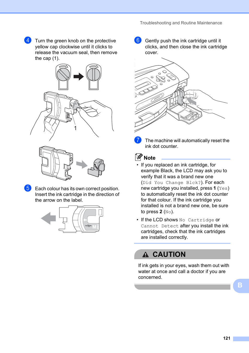 Caution | Brother MFC-253CW User Manual | Page 131 / 176