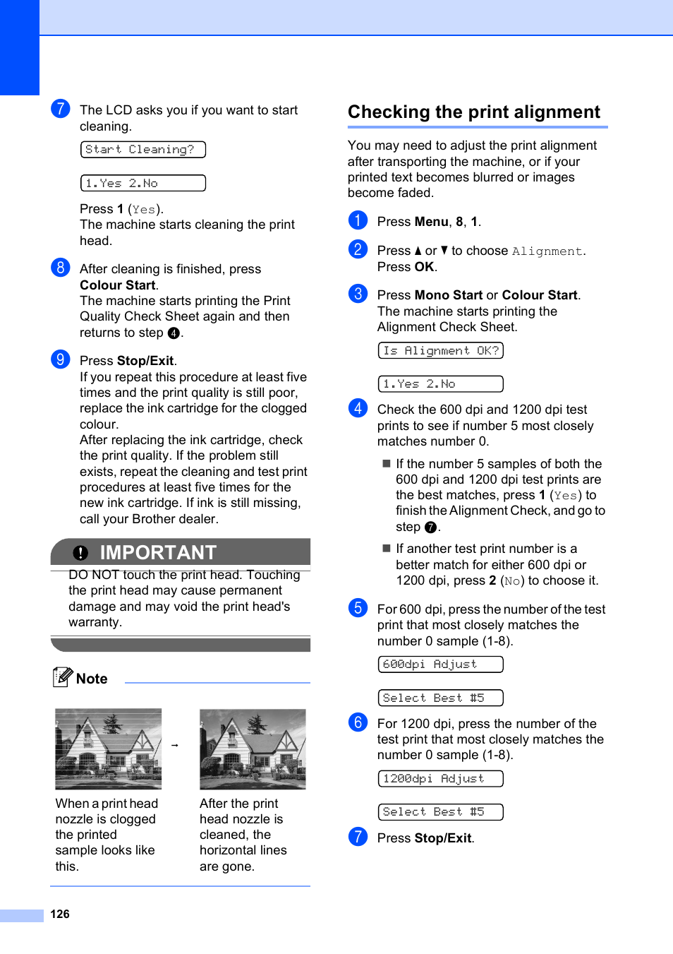 Checking the print alignment, Important | Brother MFC-253CW User Manual | Page 136 / 176