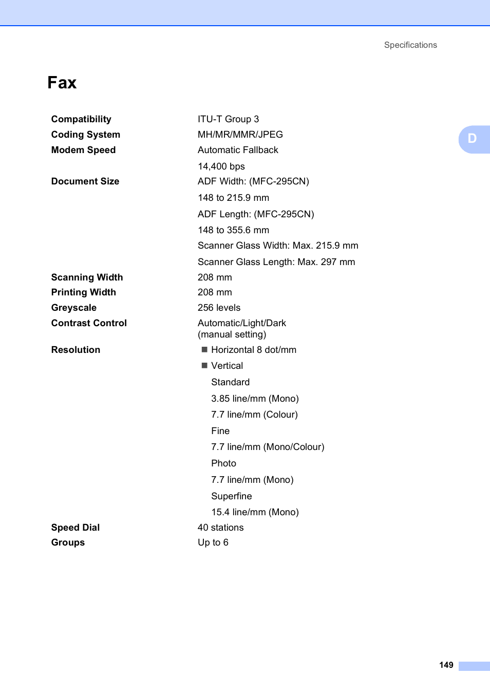 Brother MFC-253CW User Manual | Page 159 / 176