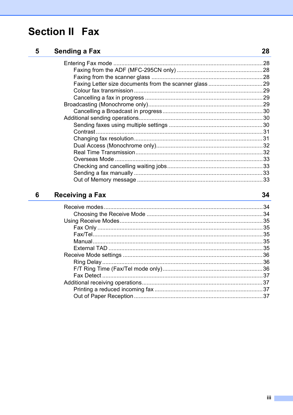 Brother MFC-253CW User Manual | Page 5 / 176