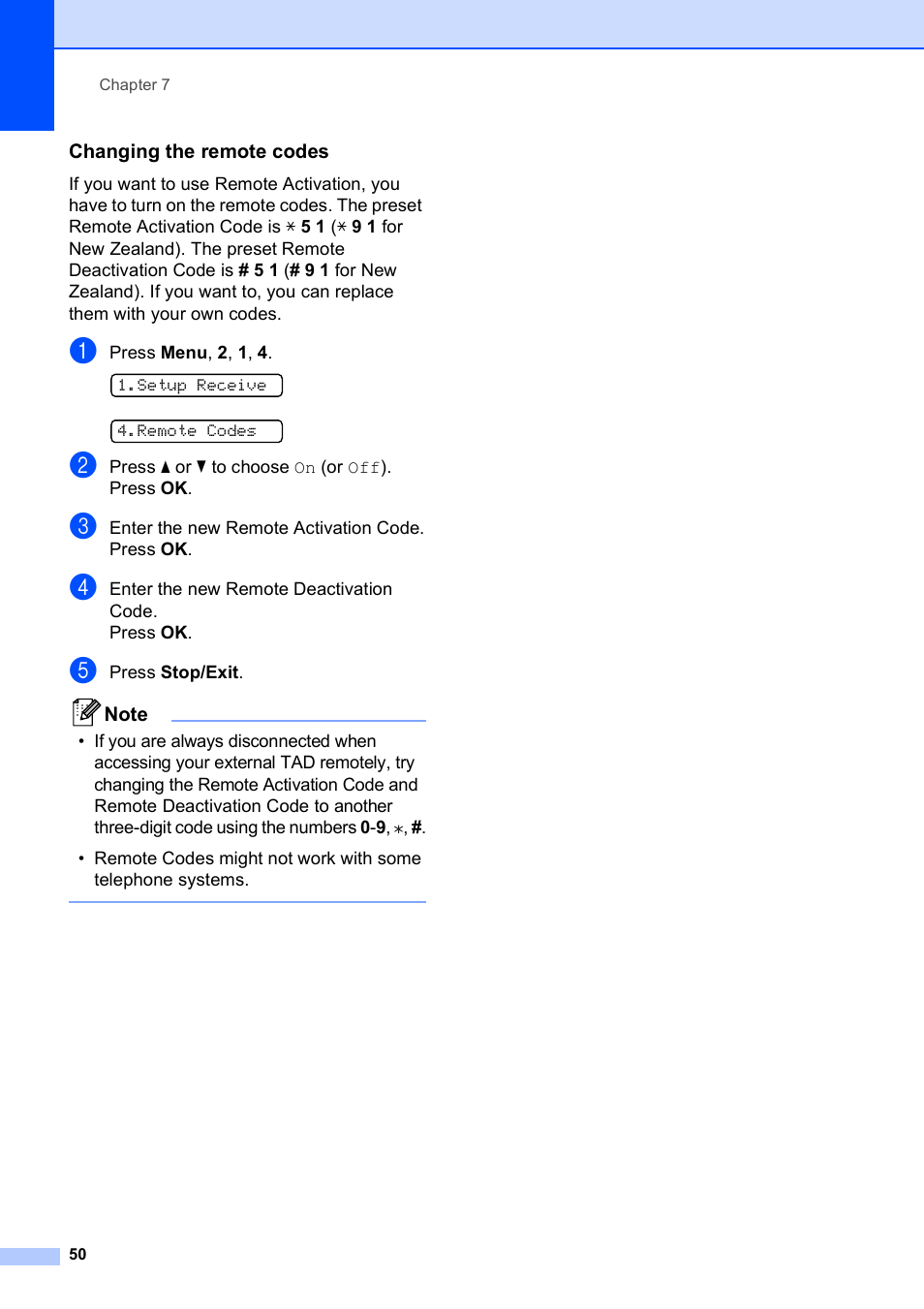 Changing the remote codes | Brother MFC-253CW User Manual | Page 60 / 176