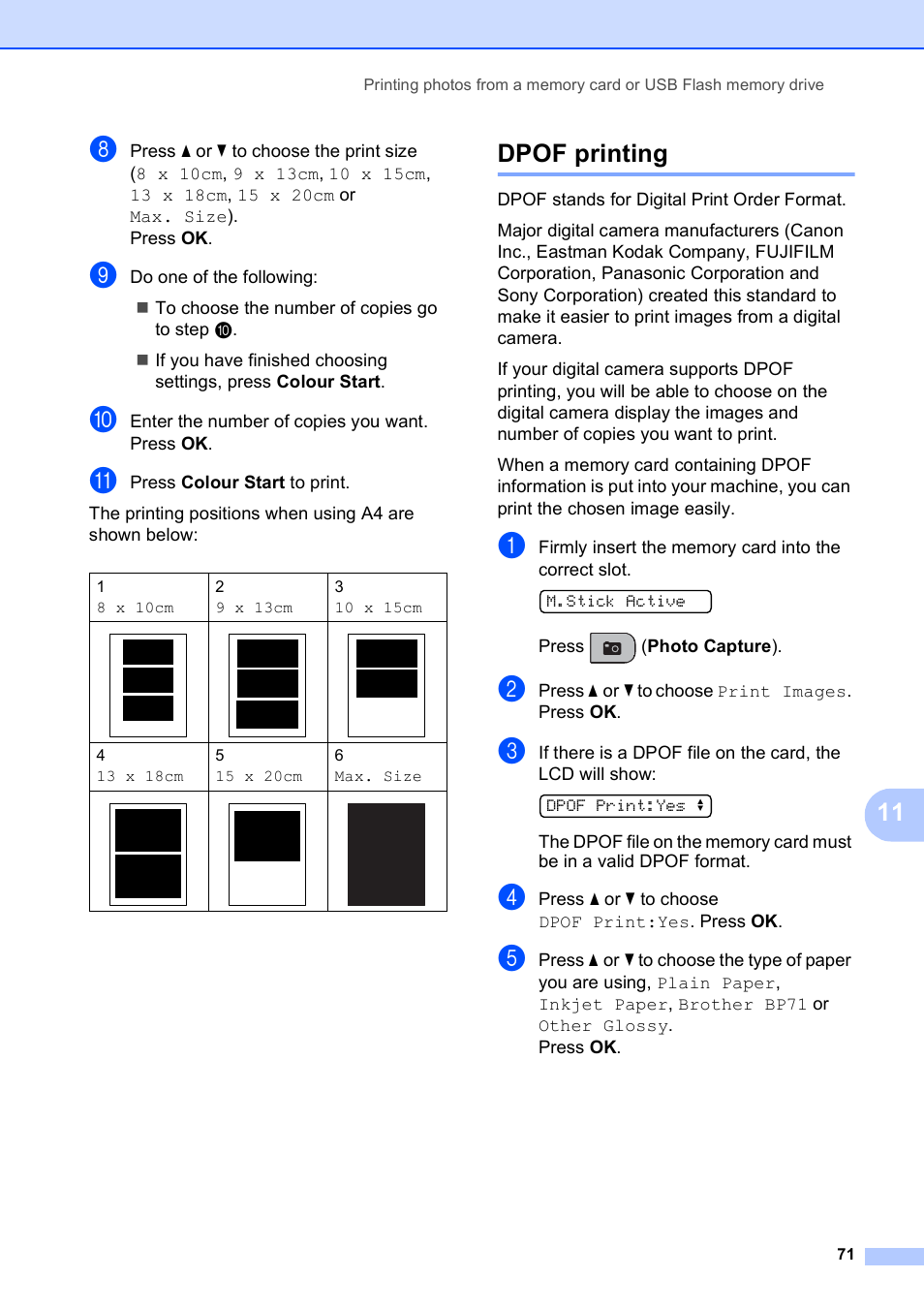 Dpof printing | Brother MFC-253CW User Manual | Page 81 / 176