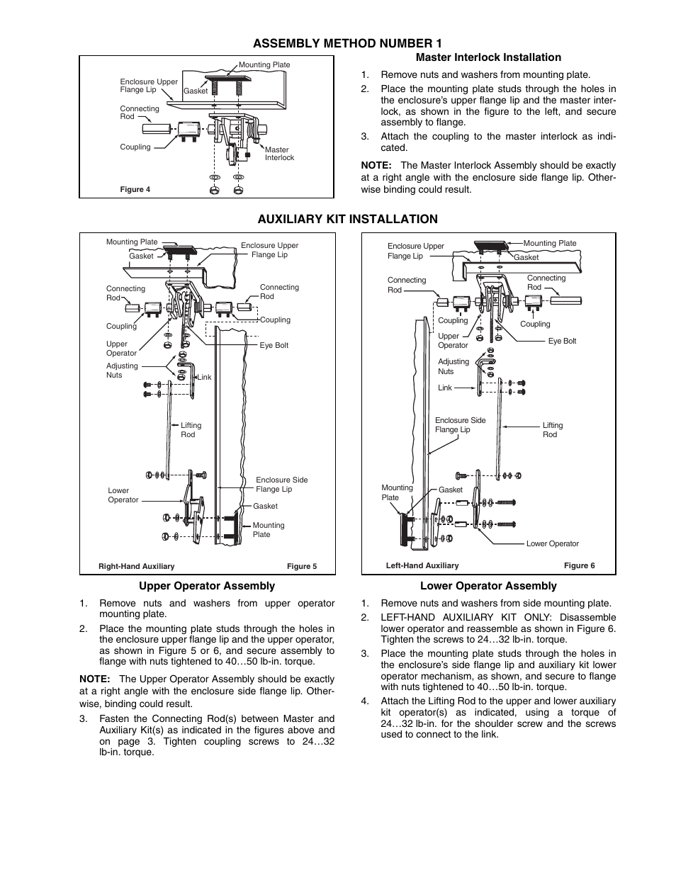 Assembly method number 1, Auxiliary kit installation | Rockwell Automation 1494 Multiple Door Interlock Method of Assembly - Instructions User Manual | Page 3 / 4