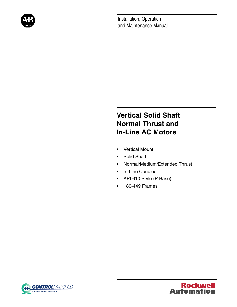 Rockwell Automation 1329R Vertical Mount, In-Line AC Motors User Manual | 12 pages