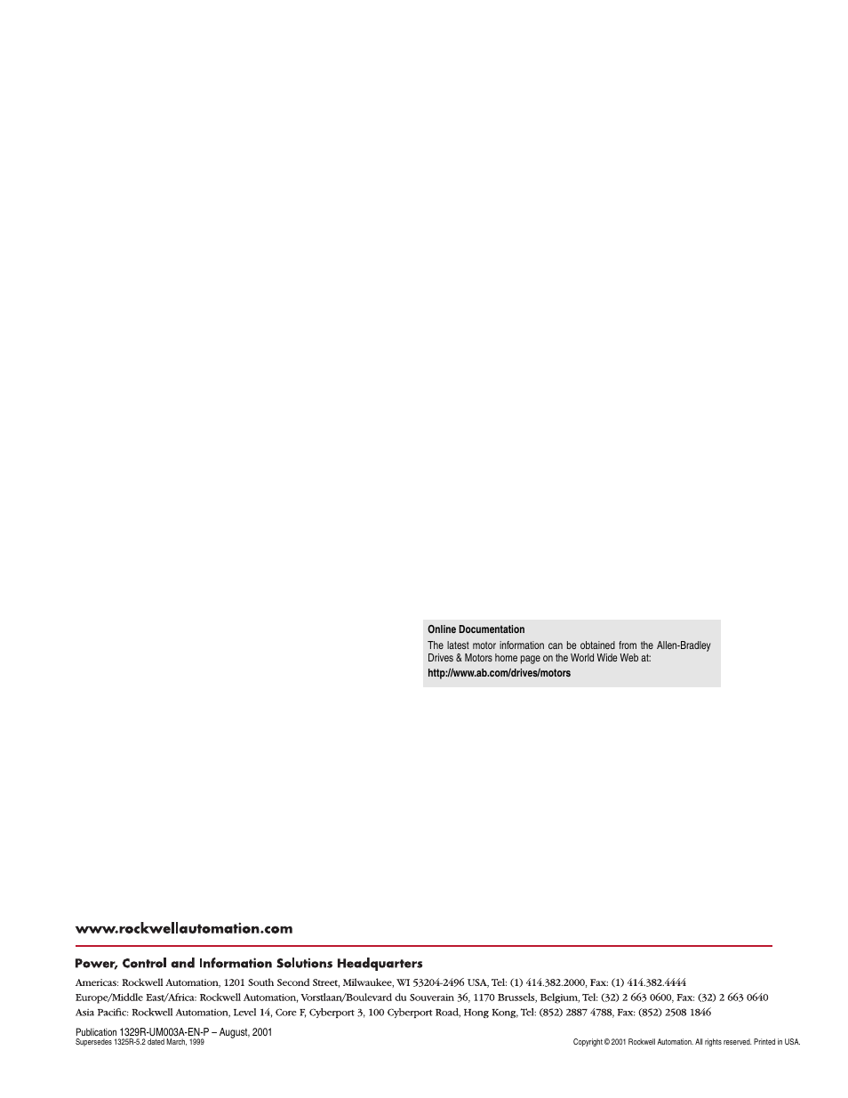 Rockwell Automation 1329R Vertical Mount, In-Line AC Motors User Manual | Page 12 / 12