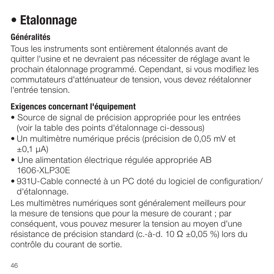 Etalonnage | Rockwell Automation 931U-C9A2C-OP Active Converter, Universal User Manual | Page 46 / 84